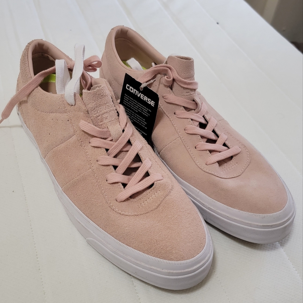 Converse Pink Sneakers with Soft Suede Upper and White Sole